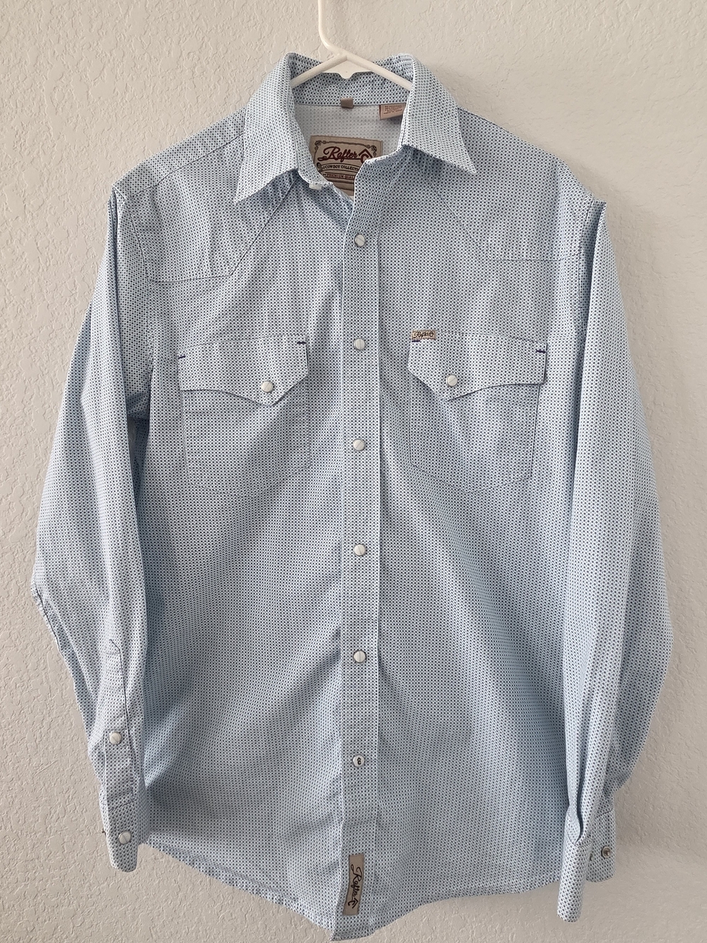Rafter C Cowboy-Style Light Blue Men's Button-Down Western Shirt Medium
